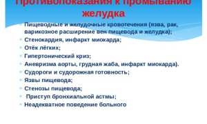 Показания к промыванию желудка