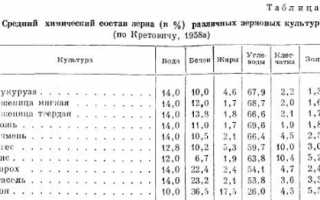 Содержание белка в зерновых культурах — сравнительная таблица
