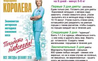 9-дневная диета Маргариты Королевой — эффективное похудение